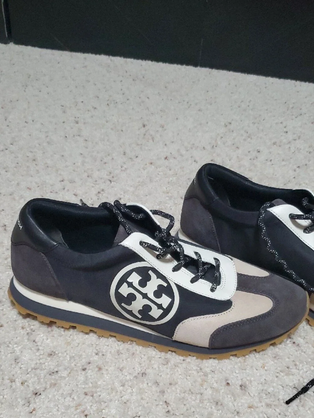 Tory Burch Women's Black, Gray and Cream Colorblock Tennis Shoes